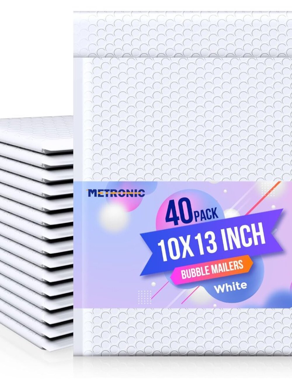 Bubble Mailers 10x13" Padded Envelopes White 40 Pack Waterproof